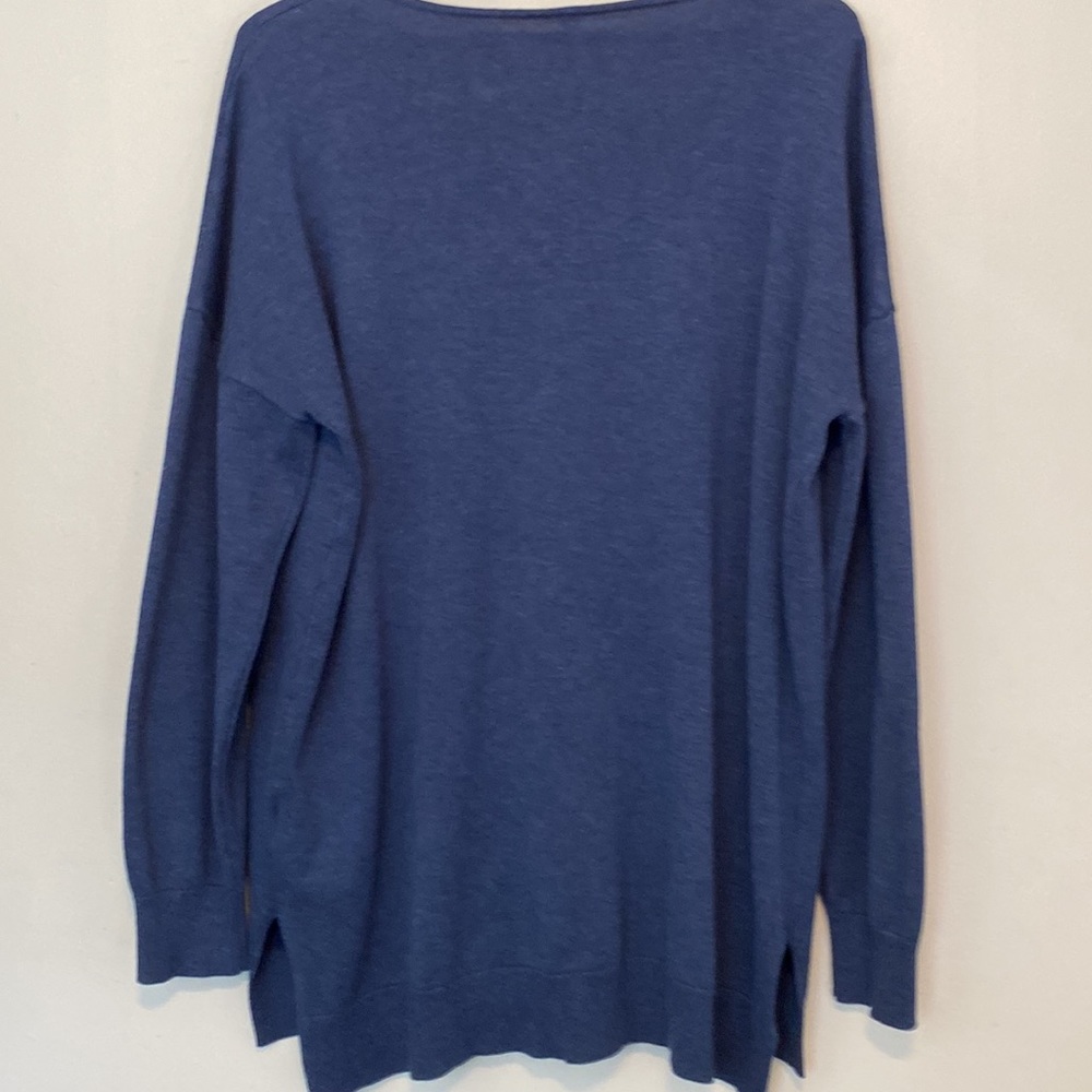Grecerelle Blue Heather Knit Long Sleeved V-Neck Sweater 2XL - Picture 5 of 10
